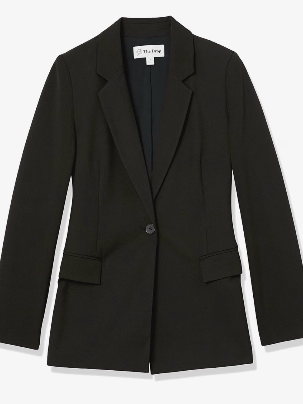 The Drop Women's Black Single-Button Blazer with Notch Lapel